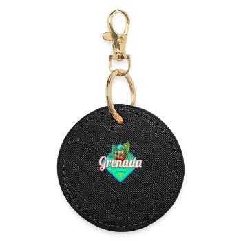 Grenada Caribbean Vacation Vintage Island Souvenir - Round Keyring - black - Front