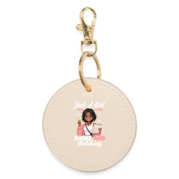 Just a girl who loves anime and draws otaku - Round Keyring - oyster - Front