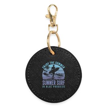 Enjoy the Summer Summer Surf In Blue Paradise - Round Keyring - black - Front