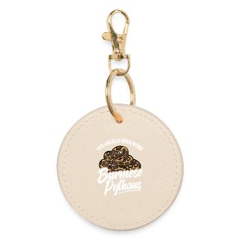  Python Lover Snake Mom Terrarium Reptile Dad - Round Keyring - oyster - Front