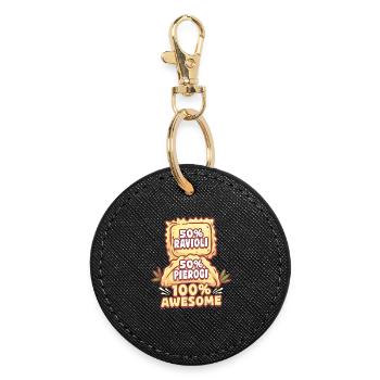50% Ravioli 50% Pierogi 100% Awesome - Round Keyring - black - Front