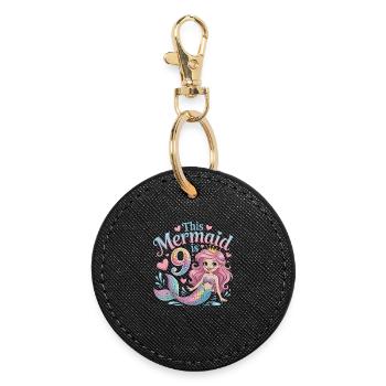 Mermaid 9th Birthday 9 Years - Round Keyring - black - Front