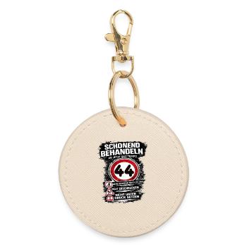 Treat Gently Traffic Sign 44 Birthday - Round Keyring - oyster - Front