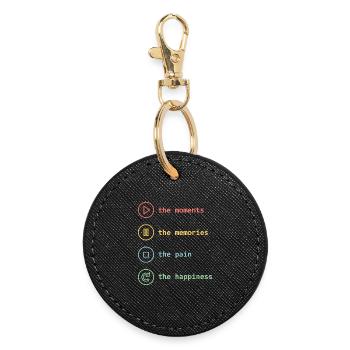 Pleine conscience, moments, souvenirs, bonheur - Porte-clés rond - noir - Devant
