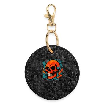 Bunter Totenkopf Street Art Motiv - Runder Schlüsselanhänger - Schwarz - Vorne