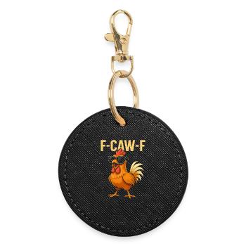 F-Caw-F Cooler Hahn Humor Spruch Lustig Tiere - Runder Schlüsselanhänger - Schwarz - Vorne