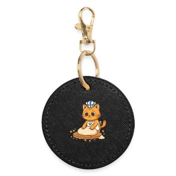 Sourdough Bread Baking Baker Sourdough Starter Jar - Round Keyring - black - Front