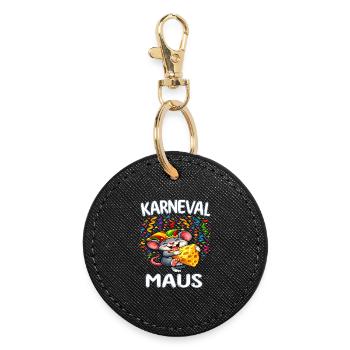 Karneval Maus Käse Karneval Maus Köstum - Runder Schlüsselanhänger - Schwarz - Vorne