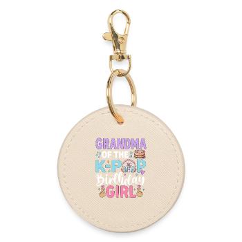 Grandma Of The K-Pop Birthday Girl - Round Keyring - oyster - Front