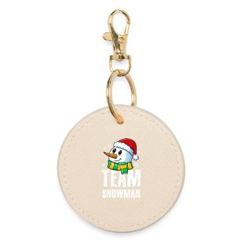 Petit bonhomme de neige mignon avec un chapeau et une écharpe de Père Noël - Porte-clés rond - huître - Devant