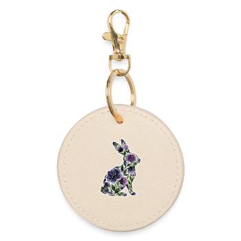 Fleurs en forme de lapin - Porte-clés rond - huître - Devant