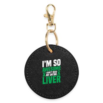 Liver Donation Llama Organ Transplant Liver Donor - Round Keyring - black - Front