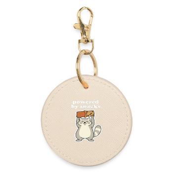Powered by Snacks Raccoon Motif - Round Keyring - oyster - Front