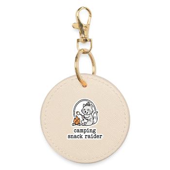 Camping Snack Raider Waschbär Motiv - Runder Schlüsselanhänger - Auster - Vorne