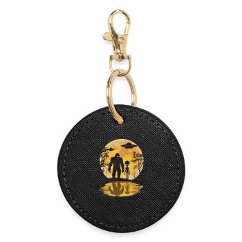 Alien Bigfoot UFO Sasquatch Believers Spaceship - Round Keyring - black - Front