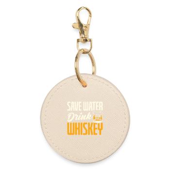 Save Water Drink Whiskey Funny Quote Design - Round Keyring - oyster - Front