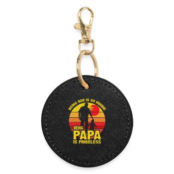 Papa Is Priceless: Dad Honor - Round Keyring - black - Front