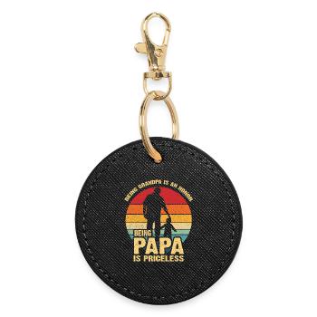 Opa zu sein, Papa zu sein – unbezahlbar - Runder Schlüsselanhänger - Schwarz - Vorne