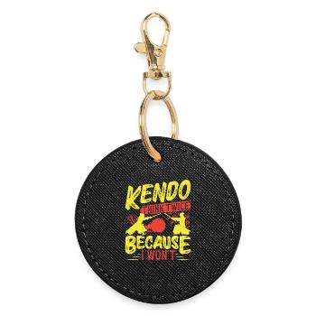 Kendo Training Shinai Ninja Sinobi Swordsman Kendo - Round Keyring - black - Front