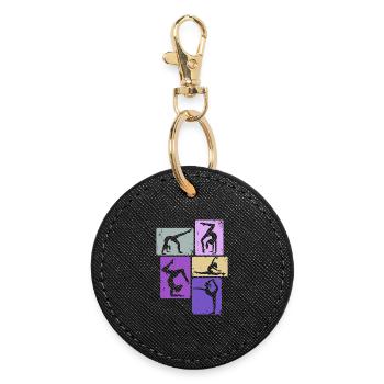Gymnast Girl Gymnastics Gymnastics Acrobatics - Round Keyring - black - Front