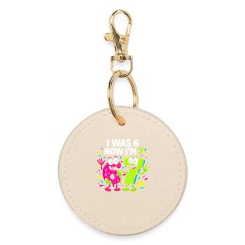 7th Birthday Kids 67 Meme Humor Gift Idea - Round Keyring - oyster - Front