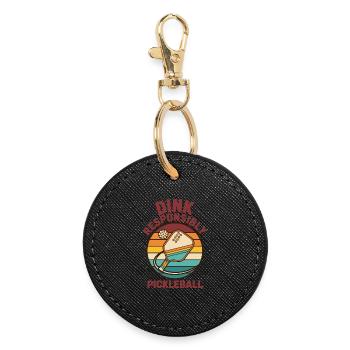 Pickleball Dink Joueur responsable drôle de cornichon - Porte-clés rond - noir - Devant