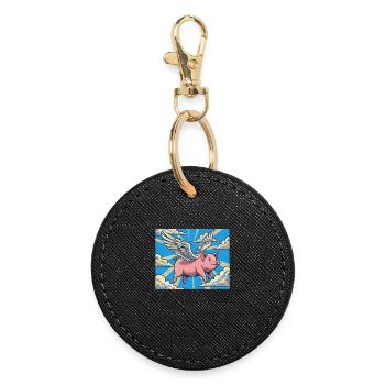 Pig flight in the cloud beam - Round Keyring - black - Front