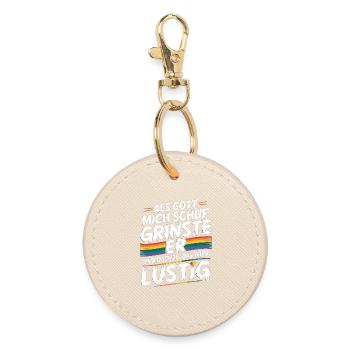 Als Gott mich schuf grinste er – Pride Humor - Runder Schlüsselanhänger - Auster - Vorne