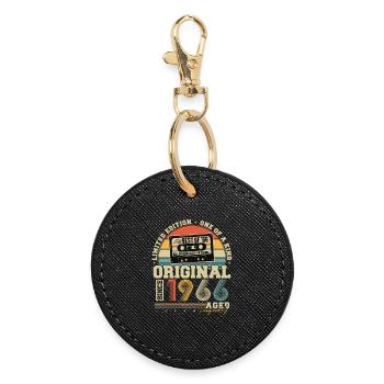 Anniversaire original vintage rétro vintage de 1966 - Porte-clés rond - noir - Devant
