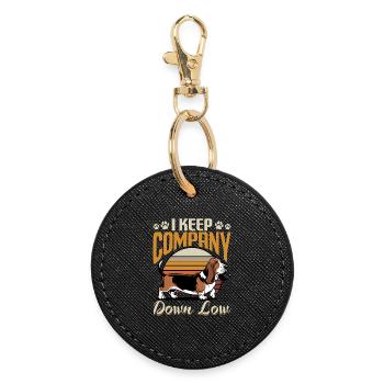Funny Dog Breed Basset Hound - Round Keyring - black - Front