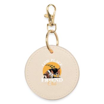 Funny Dog Breed Basset Hound - Round Keyring - oyster - Front