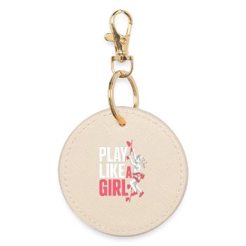 Play Like A Girl Shirt Klettern Mädchen Sport - Runder Schlüsselanhänger - Auster - Vorne