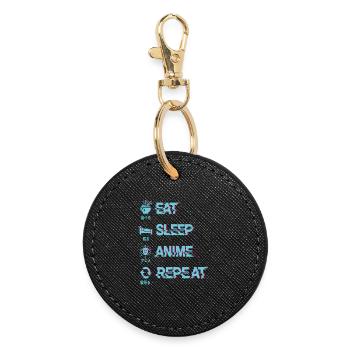 MANGER DORMIR ANIME RÉPÉTER - Porte-clés rond - noir - Devant