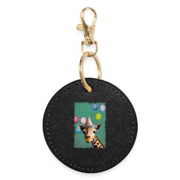 Animals Zoo Party Jungle Zoo Birthday Giraffe - Round Keyring - black - Front