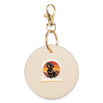 Funny Dog Breed Dachshund - Round Keyring - oyster - Front
