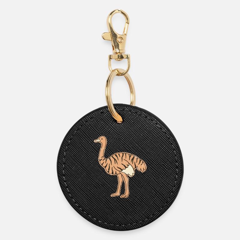 austria range cartoon stripes tabby - Round Keyring - black