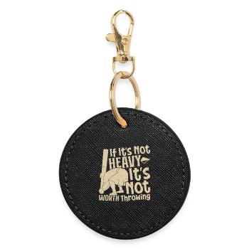  Caber Toss Scottish Games Highlander Highland - Round Keyring - black - Front