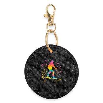 Alpine skier Winter sports Ski touring - Round Keyring - black - Front