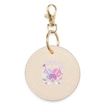 Pastel Heart Hockey Love - Round Keyring - oyster - Front
