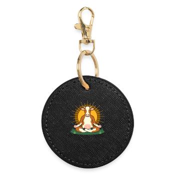 Sun Meditation Cow - Round Keyring - black - Front