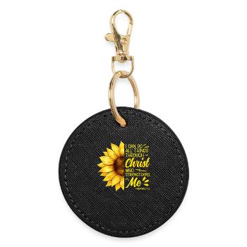 Inspirierende Christliche Sonnenblumen Jesus - Runder Schlüsselanhänger - Schwarz - Vorne