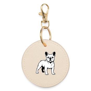 French Bulldog Standing Portrait - Round Keyring - oyster - Front