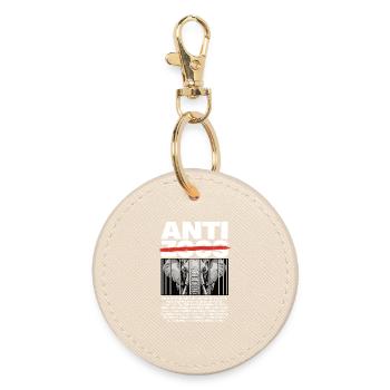 Anti Zoo Shirt Animal Welfare Elephant Freedom Shirt - Round Keyring - oyster - Front