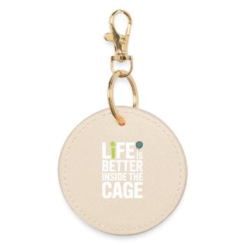 Padel Player Life Is Better Inside The Cage Padel - Round Keyring - oyster - Front