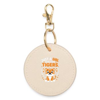 Süßes Tiger Design mit Herzen und Sternen - Runder Schlüsselanhänger - Auster - Vorne