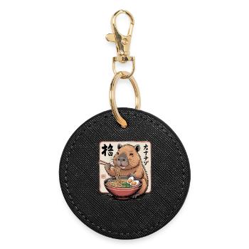 Ramen Capybara Feast - Round Keyring - black - Front