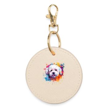 Splash Art Bichon Fris Dog Coloré - Porte-clés rond - huître - Devant