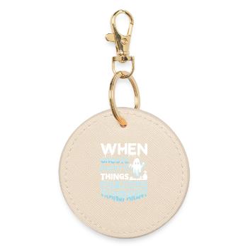 Ghost Hunter Halloween English Saying - Round Keyring - oyster - Front