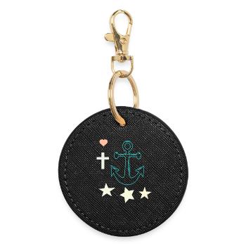Ancre lumineuse avec des étoiles - Porte-clés rond - noir - Devant