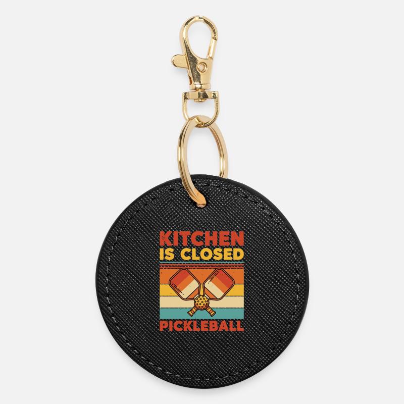 Pickleball Kitchen Is Closed Funny Player - Round Keyring - black